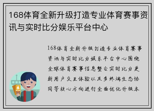 168体育全新升级打造专业体育赛事资讯与实时比分娱乐平台中心